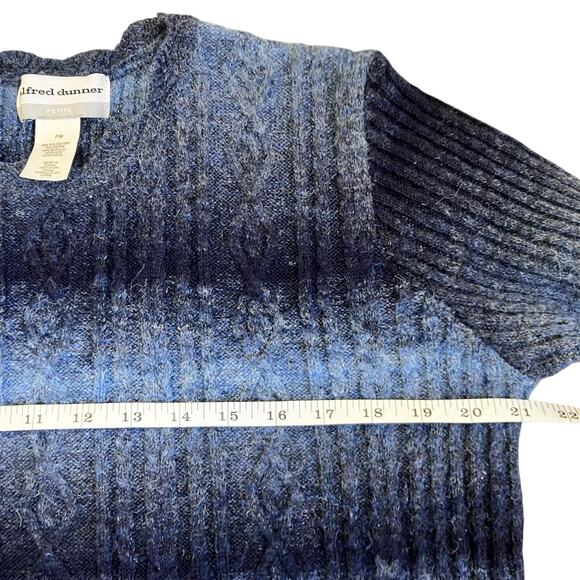 Alfred Dunner MP Blue Striped Ombre Cable Knit  Sweater Scallped Trims Acrylic - Picture 10 of 16